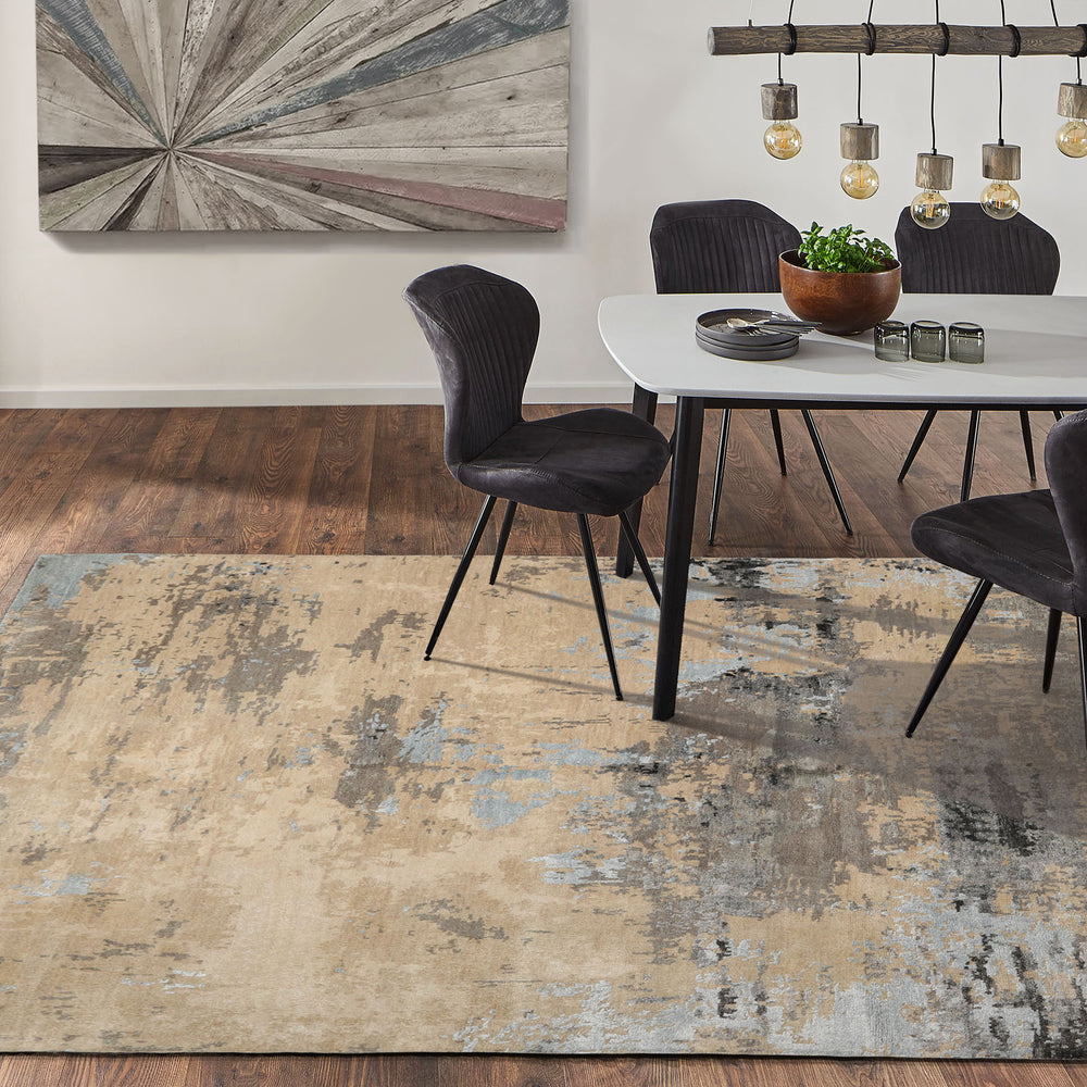 8x10 Beige, Tan, Gray Color Hand Knotted Tibetan Wool Modern Oriental Rug