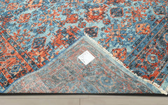 Multi Size Blue Burnt Orange Peach Color Hand Knotted Indo Oushak Wool Traditional Oriental Rug