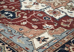 9x12 Rust, Ivory, Blue Color Hand Knotted Oushak Wool Oriental Rug