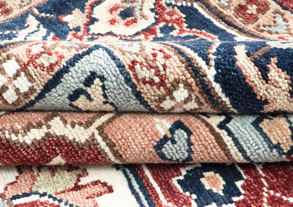9x12 Rust, Ivory, Blue Color Hand Knotted Oushak Wool Oriental Rug