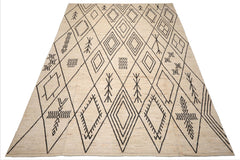 Palace Ivory, Black, Color Hand Knotted Afghan Moroccan wool Modern & Contemporary Oriental Rug