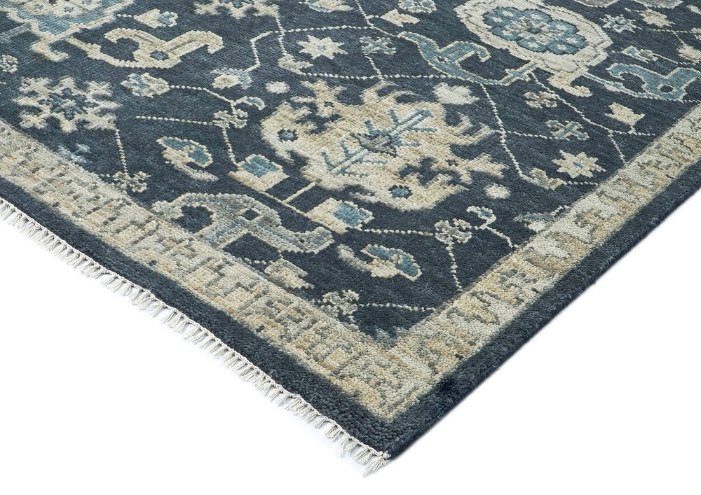 9x12 Blue, Slate, Beige Color Hand Knotted Oushak Wool Oriental Rug
