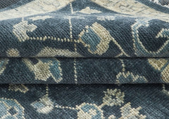 9x12 Blue, Slate, Beige Color Hand Knotted Oushak Wool Oriental Rug