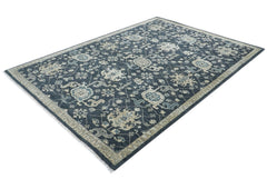 9x12 Blue, Slate, Beige Color Hand Knotted Oushak Wool Oriental Rug