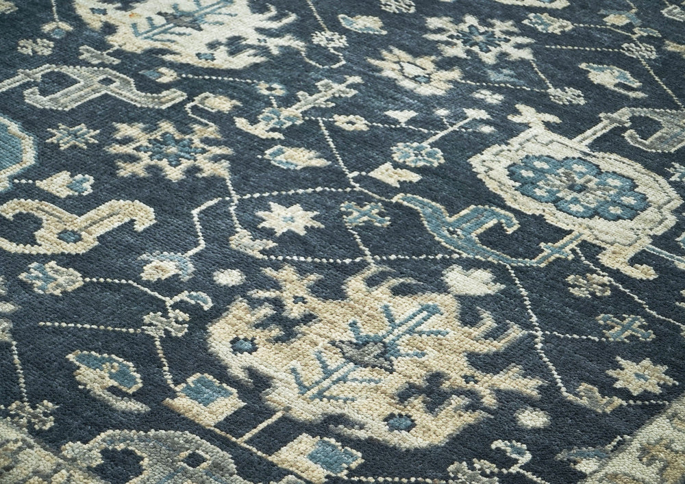 9x12 Blue, Slate, Beige Color Hand Knotted Oushak Wool Oriental Rug