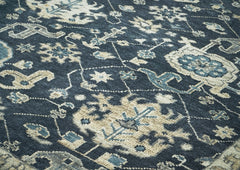 9x12 Blue, Slate, Beige Color Hand Knotted Oushak Wool Oriental Rug