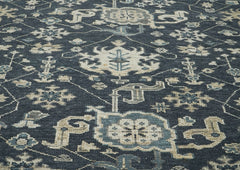 9x12 Blue, Slate, Beige Color Hand Knotted Oushak Wool Oriental Rug