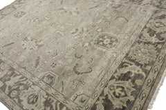 Multi Size Gray Beige Moss Color Hand Knotted Oushak Wool Traditional Oriental Rug