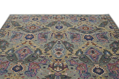 9x12 Gray, Tan, Rose Color Hand Knotted Oushak Wool Oriental Rug