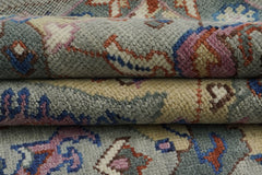 9x12 Gray, Tan, Rose Color Hand Knotted Oushak Wool Oriental Rug