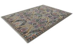 9x12 Gray, Tan, Rose Color Hand Knotted Oushak Wool Oriental Rug