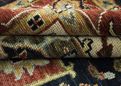 9x12 Blue, Burnt Orange, Ivory Color Hand Knotted Oushak Wool Oriental Rug