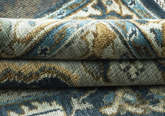 9x12 Blue, Gray, Slate Color Hand Knotted Oushak Wool Oriental Rug