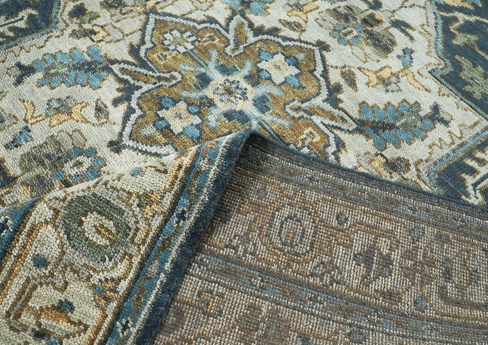 9x12 Blue, Gray, Slate Color Hand Knotted Oushak Wool Oriental Rug