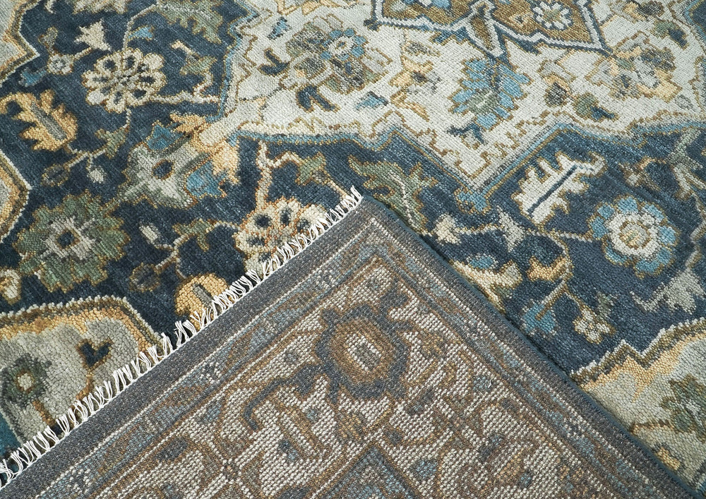 9x12 Blue, Gray, Slate Color Hand Knotted Oushak Wool Oriental Rug