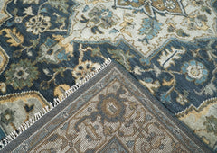 9x12 Blue, Gray, Slate Color Hand Knotted Oushak Wool Oriental Rug