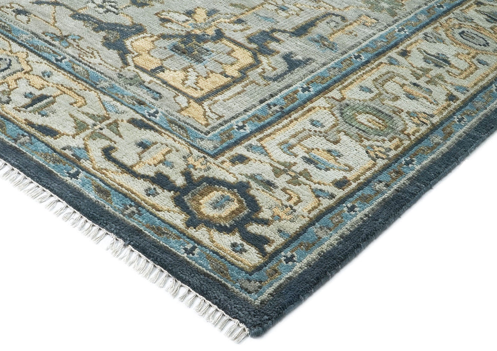 9x12 Blue, Gray, Slate Color Hand Knotted Oushak Wool Oriental Rug