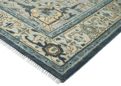 9x12 Blue, Gray, Slate Color Hand Knotted Oushak Wool Oriental Rug