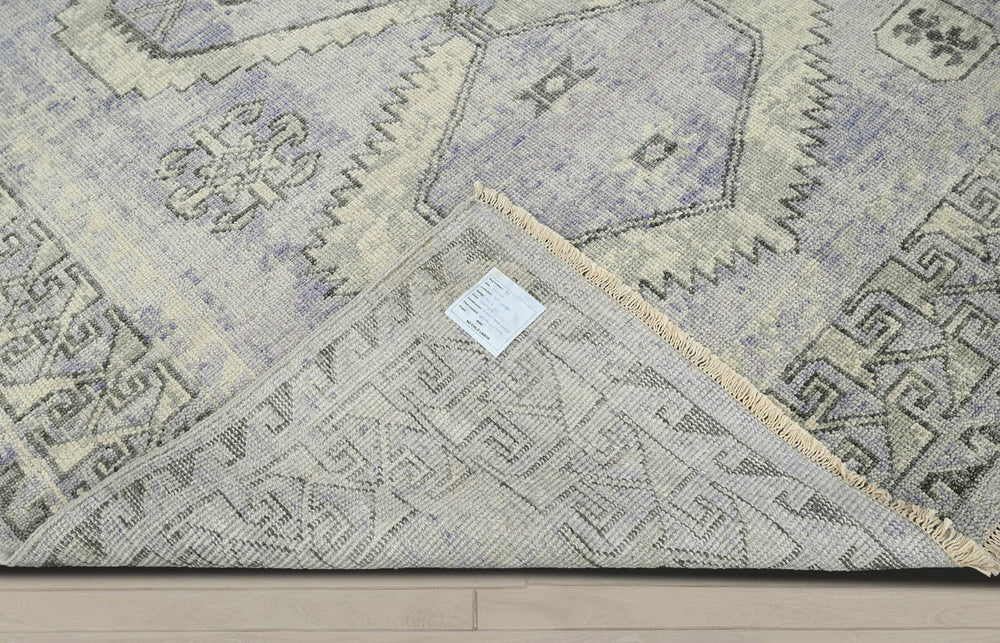 Multi Size Gray Lavender Charcoal Color Hand Knotted Indo Oushak Wool Traditional Oriental Rug