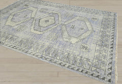 Multi Size Gray Lavender Charcoal Color Hand Knotted Indo Oushak Wool Traditional Oriental Rug