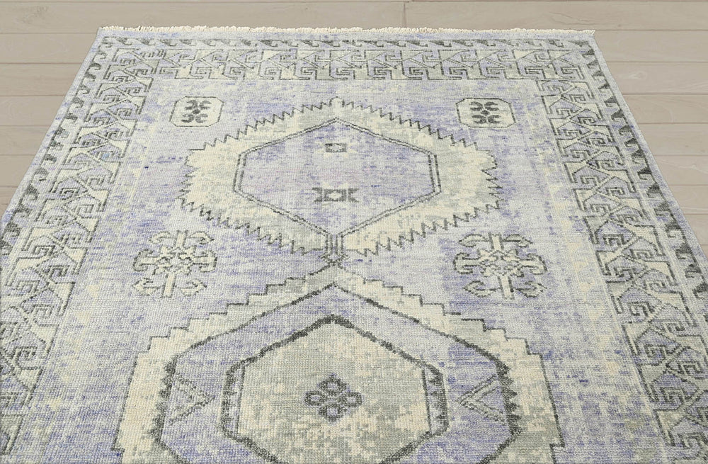 Multi Size Gray Lavender Charcoal Color Hand Knotted Indo Oushak Wool Traditional Oriental Rug