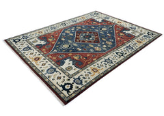 9x12 Blue, Burnt Orange, Brown Color Hand Knotted Oushak Wool Traditional Oriental Rug