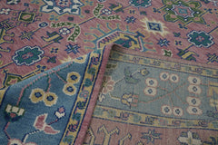 9x12 Pink, Blue, Ivory Color Hand Knotted Oushak Wool Oriental Rug