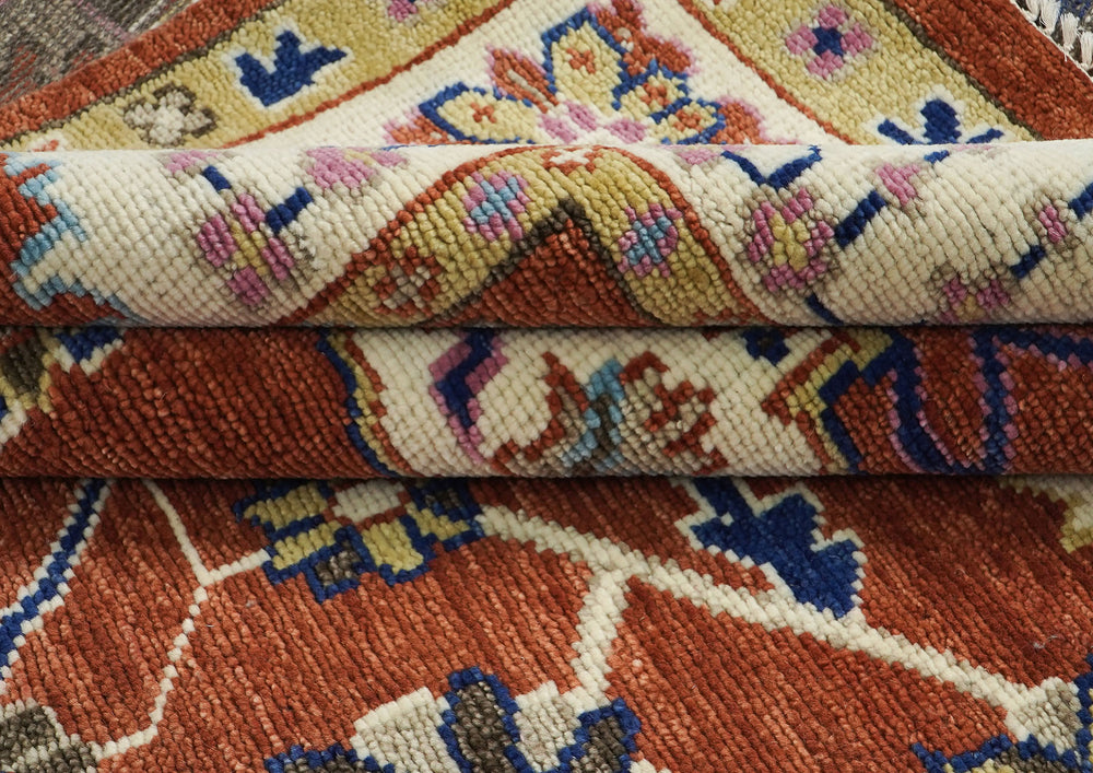 9x12 Burnt Orange, Beige, Tan Color Hand Knotted Oushak Wool Oriental Rug