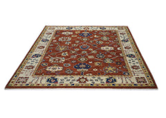 9x12 Burnt Orange, Beige, Tan Color Hand Knotted Oushak Wool Oriental Rug