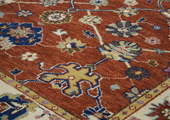 9x12 Burnt Orange, Beige, Tan Color Hand Knotted Oushak Wool Oriental Rug
