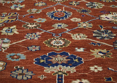 9x12 Burnt Orange, Beige, Tan Color Hand Knotted Oushak Wool Oriental Rug