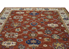 9x12 Burnt Orange, Beige, Tan Color Hand Knotted Oushak Wool Oriental Rug