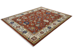 9x12 Burnt Orange, Beige, Tan Color Hand Knotted Oushak Wool Oriental Rug
