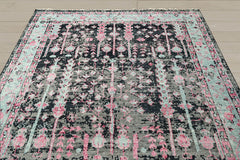 Multi Size Black Gray Mint Color Hand Knotted Indo Oushak Wool Traditional Oriental Rug