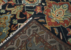 9x12 Blue, Burnt Orange, Gold Color Hand Knotted Oushak Wool Oriental Rug