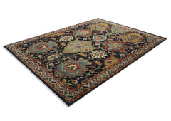 9x12 Blue, Burnt Orange, Gold Color Hand Knotted Oushak Wool Oriental Rug