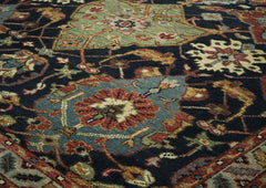 9x12 Blue, Burnt Orange, Gold Color Hand Knotted Oushak Wool Oriental Rug