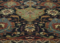 9x12 Blue, Burnt Orange, Gold Color Hand Knotted Oushak Wool Oriental Rug