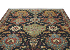 9x12 Blue, Burnt Orange, Gold Color Hand Knotted Oushak Wool Oriental Rug