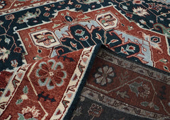 9x12 Blue, Slate, Burnt Orange Color Hand Knotted Oushak Wool Oriental Rug