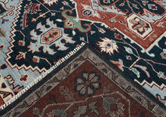 9x12 Blue, Slate, Burnt Orange Color Hand Knotted Oushak Wool Oriental Rug