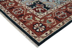 9x12 Blue, Slate, Burnt Orange Color Hand Knotted Oushak Wool Oriental Rug