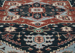 9x12 Blue, Slate, Burnt Orange Color Hand Knotted Oushak Wool Oriental Rug