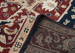 9x12 Blue, Rust, Ivory Color Hand Knotted Oushak Wool Oriental Rug