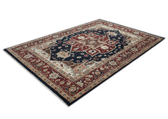 9x12 Blue, Rust, Ivory Color Hand Knotted Oushak Wool Oriental Rug