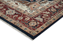 9x12 Blue, Rust, Ivory Color Hand Knotted Oushak Wool Oriental Rug