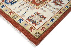 9x12 Burnt Orange, Ivory, Navy Color Hand Knotted Oushak Wool Oriental Rug