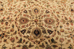 Palace Beige, Black, Maroon Color Hand Knotted Agra New Zealand Wool Traditional Oriental Rug