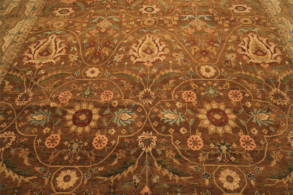 12x18 Caramel, Gold, Beige Color Hand Knotted Oushak Wool Traditional Oriental Rug