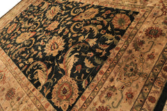 10x14 Charcoal with green undertone, Beige, Green Color Hand Knotted Oushak Wool Traditional Oriental Rug